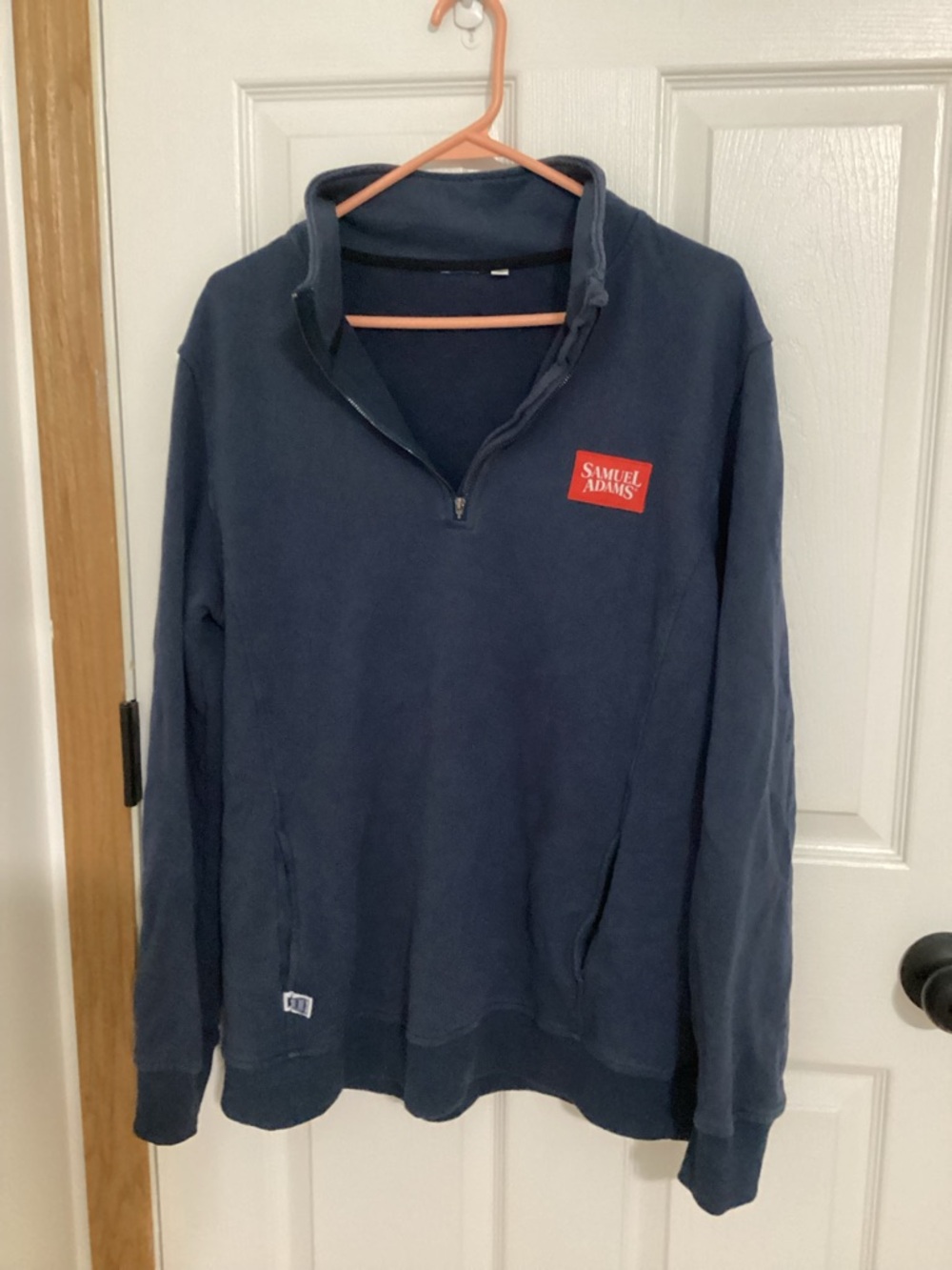 Men's Navy Quarter-Zip Pullover Sweatshirt SAM ADAMS
